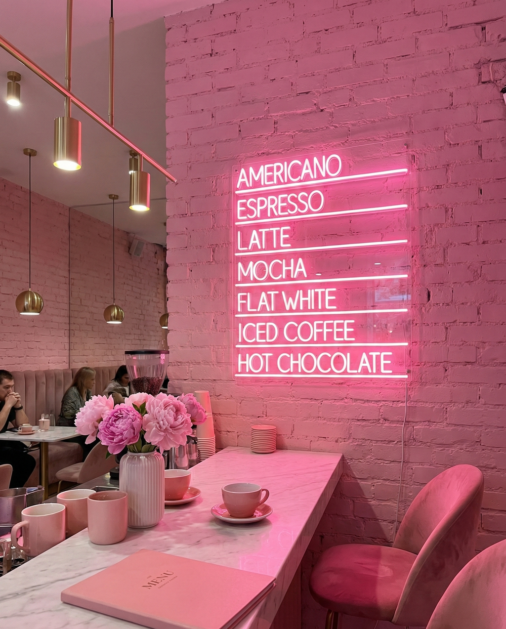 Kahve Menüsü Şeffaf Arka Planlı LED Neon Tabelası - Kafe ve Mutfak İçin Modern Duvar Dekoru