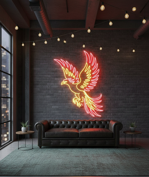 Anka Kuşu (Phoenix) Tasarımlı  LED Neon Duvar Tabelası