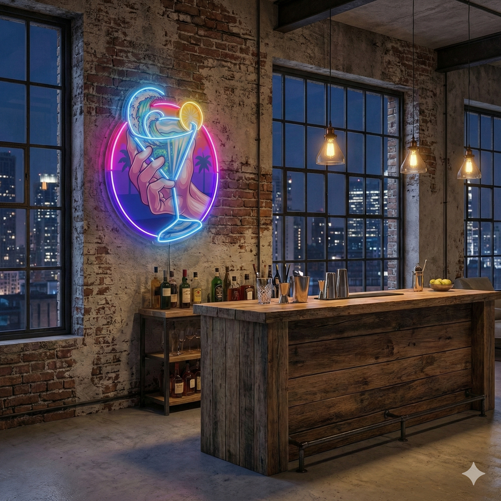 Tropik Kokteyl Neon Art –  Baskı – Neon Led Tabela