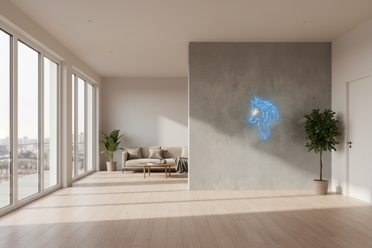 Asil Kurt Figürlü Özel Tasarım LED Neon Tabela