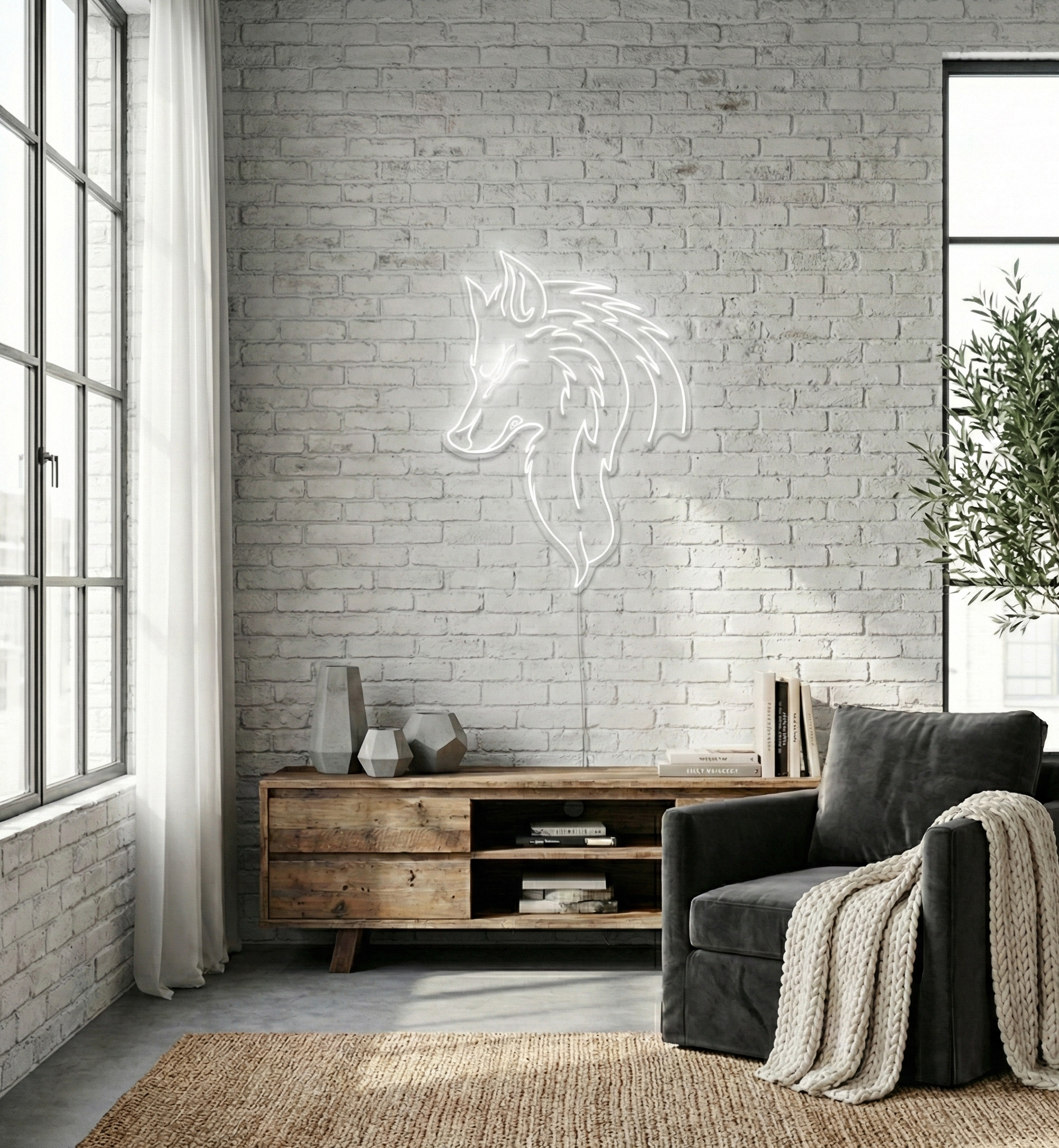 Asil Kurt Figürlü Özel Tasarım LED Neon Tabela