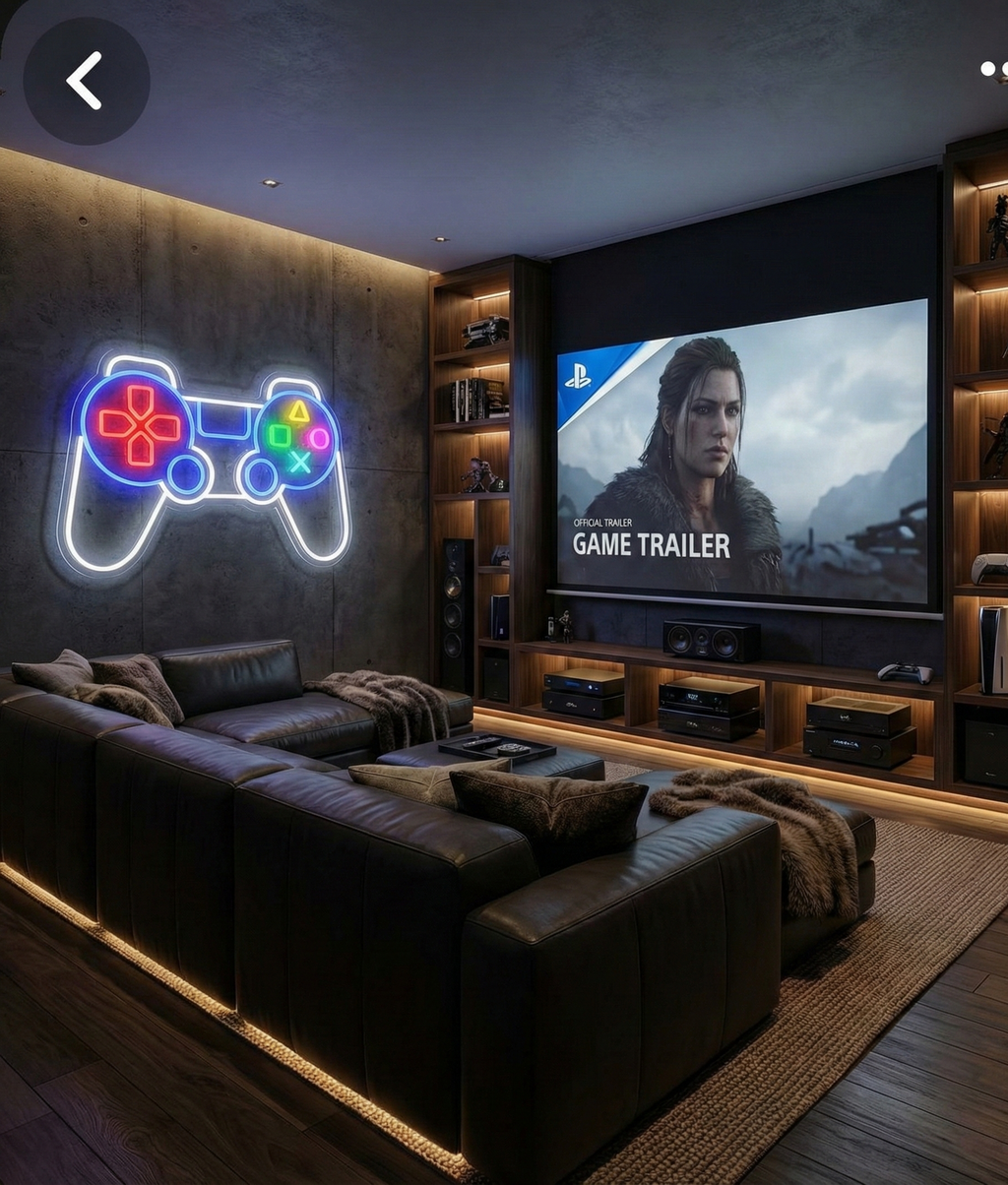 LED Neon PlayStation Oyun Kumandası Duvar Tabelası