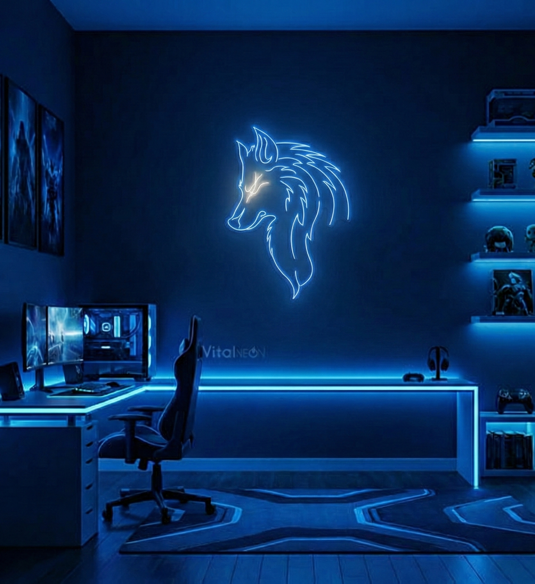 Asil Kurt Figürlü Özel Tasarım LED Neon Tabela