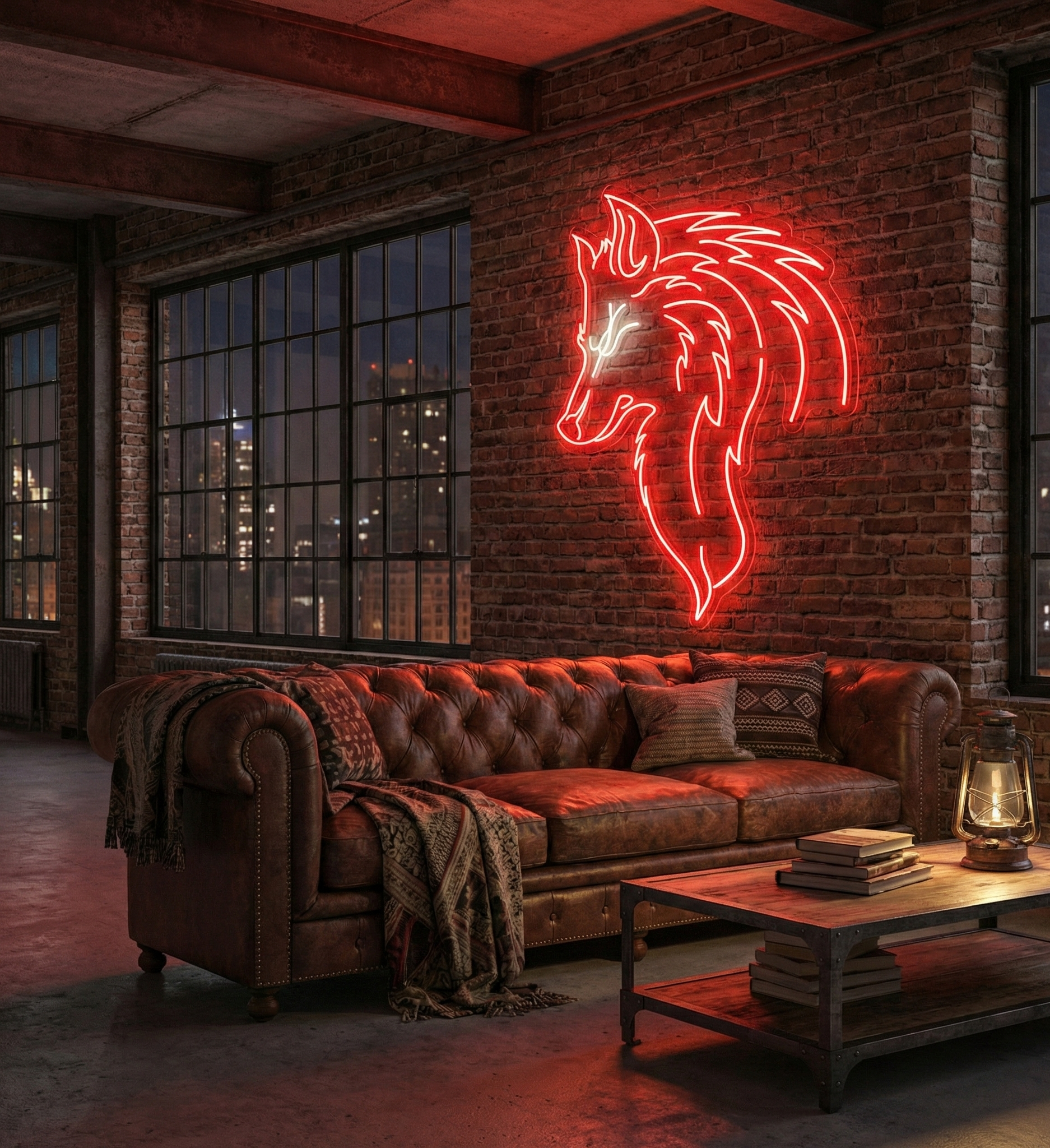 Asil Kurt Figürlü Özel Tasarım LED Neon Tabela