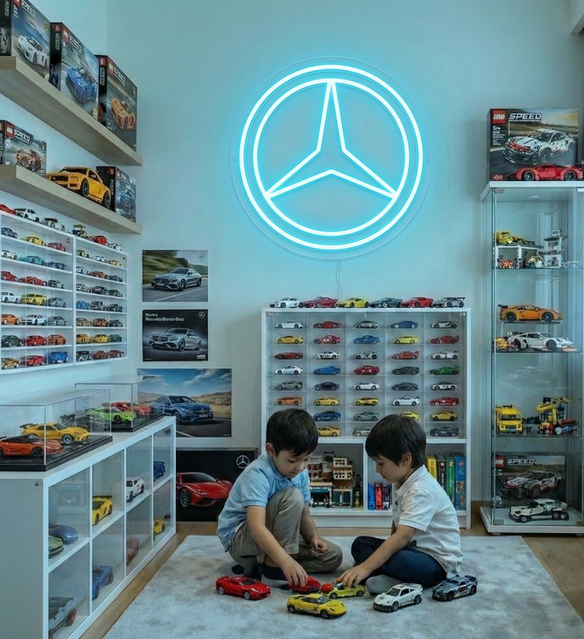 Mercedes-Benz Logolu Yuvarlak LED Neon Tabela