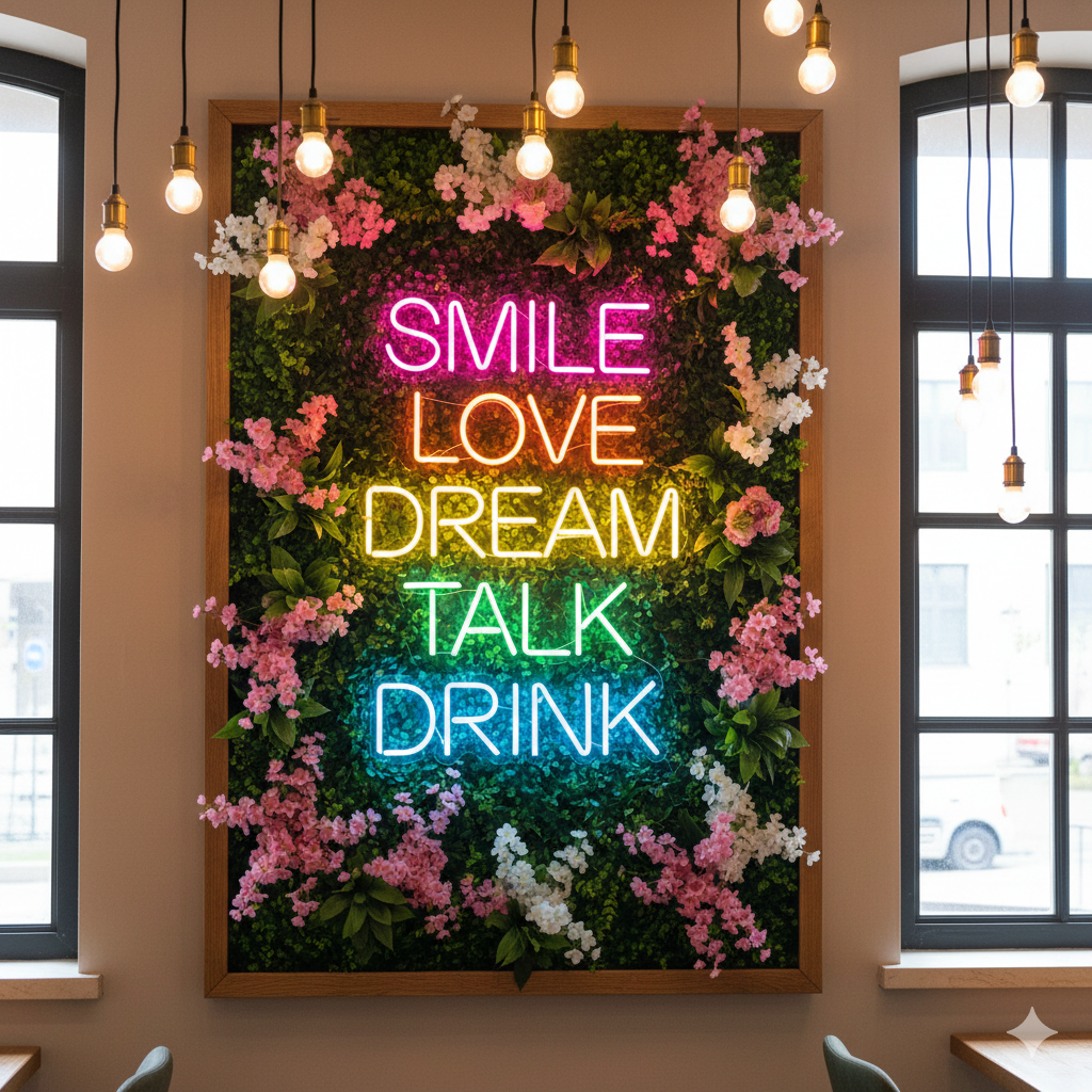 Gökkuşağı Renkli Smile Love Dream Tasarım Neon Led Tabela