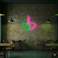 Kahve Fincanı ve Yaprak Temalı LED Neon Tabela