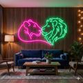Aslan Çifti Line Art Neon Tabela